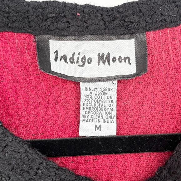 Indigo Moon Geometric Embroidered Beaded Colorblock Cardigan Sweater Size M - Picture 6 of 7